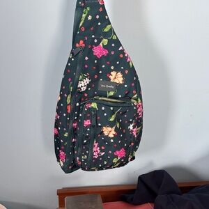 Vera Bradley Floral Sling Backpack - Black and Pink